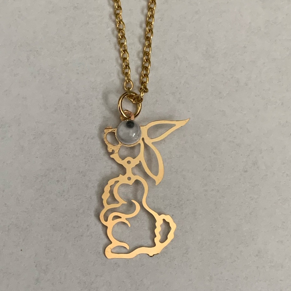New vintage bunny rabbit googly eyes Pendant necklace